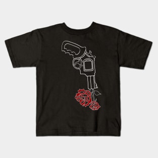 Upside Down Gun with Rose Kids T-Shirt